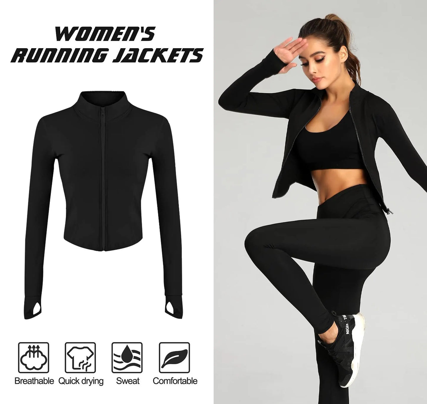 Women's Slim Fit Running & Yoga Jacket with Thumb Holes