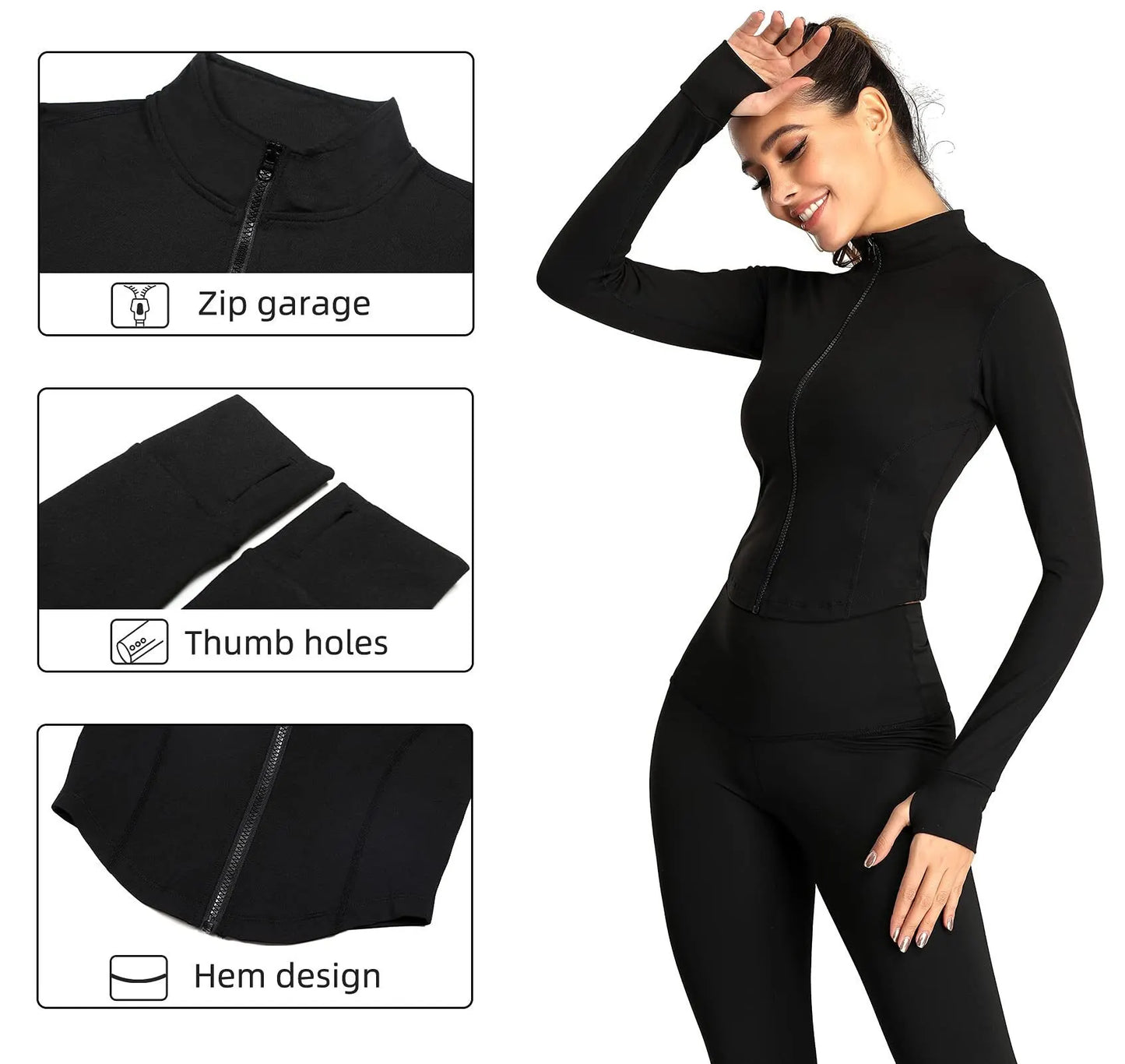 Women's Slim Fit Running & Yoga Jacket with Thumb Holes